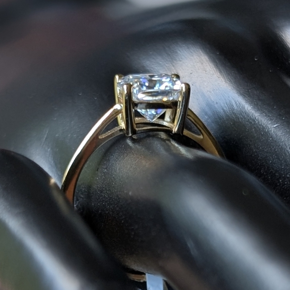 10K Gold Cushion Cut Moissanite Ring - Picture 3 of 5
